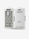 DKNY PU Usnje Checkered Pattern and Stripe Back Cover za iPhone 14 Pro Beige DKNY