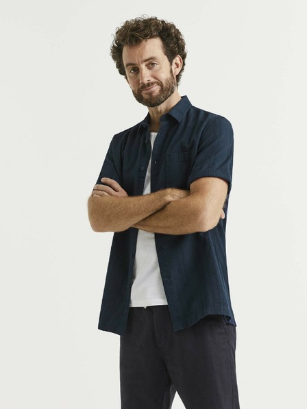 Celio Temno modra moška srajca z vzorcem in platnom Celio