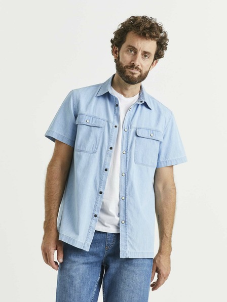 Celio Svetlomodra moška srajca iz džinsa z žepi Celio