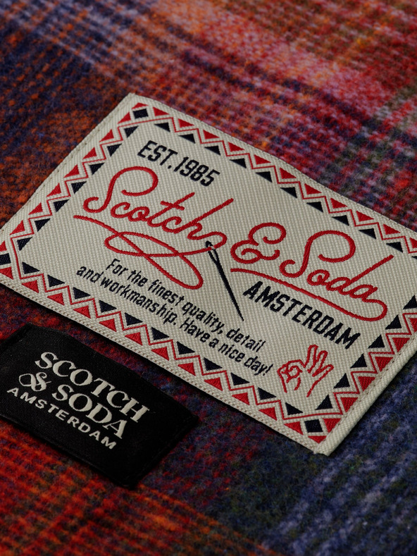 Scotch & Soda Rdeča in modra moška karirasta majica Scotch & Soda