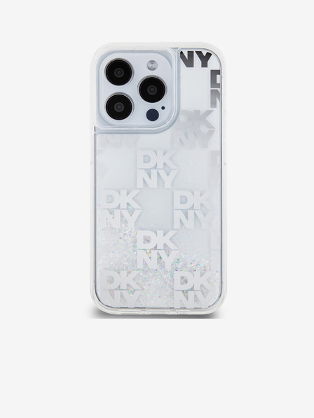 DKNY Tekoče bleščice s kvačkanim vzorcem za iPhone 15 Pro Transparent DKNY