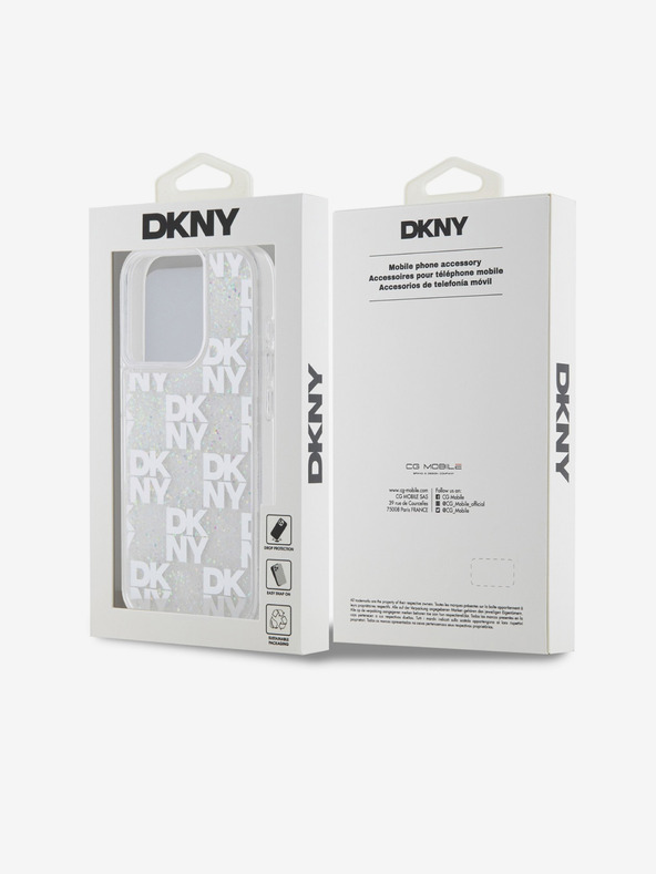 DKNY Tekoče bleščice s kvačkanim vzorcem za iPhone 15 Pro Transparent DKNY