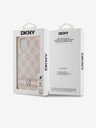 DKNY PU usnje s kvačkanim vzorcem in črtami hrbtni ovitek za iPhone 13 roza DKNY