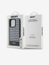 DKNY PU Usnje s ponavljajočim se vzorcem spodnjega dela Stripe MagSafe hrbtni ovitek za iPhone 14 Pro Max Black DKNY