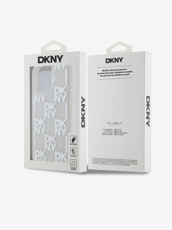 DKNY Tekoče bleščice s kvačkanim vzorcem za iPhone 15 Pro Max Transparent DKNY