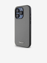 DKNY PU usnje Silver Metal Logo Magsafe hrbtni ovitek za iPhone 15 Pro Grey DKNY