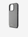 DKNY PU usnje Silver Metal Logo Magsafe hrbtni ovitek za iPhone 15 Pro Grey DKNY