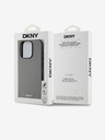 DKNY PU usnje Silver Metal Logo Magsafe hrbtni ovitek za iPhone 15 Pro Grey DKNY