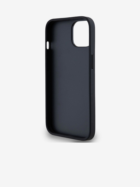 DKNY PU usnje s kvačkanim vzorcem in črtami hrbtni ovitek za iPhone 13 črn DKNY