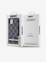 DKNY PU usnje s kvačkanim vzorcem in črtami hrbtni ovitek za iPhone 13 črn DKNY