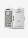 DKNY PU Usnje s kvačkanim vzorcem in črtami za iPhone 13 Pro Max Beige DKNY
