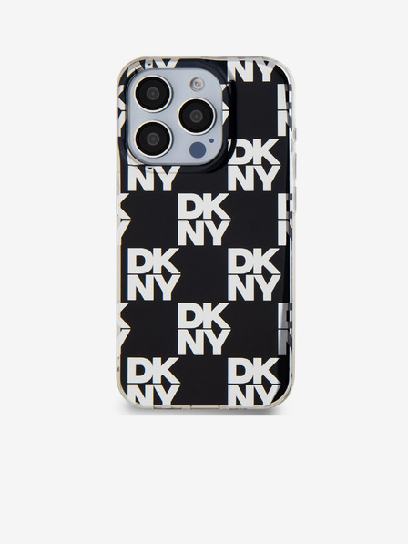 DKNY PC/TPU Kovinski vzorec hrbtnega ovitka za iPhone 15 Pro Black DKNY