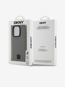 DKNY PU usnje z logotipom Magsafe hrbtni ovitek za iPhone 15 Pro siv DKNY