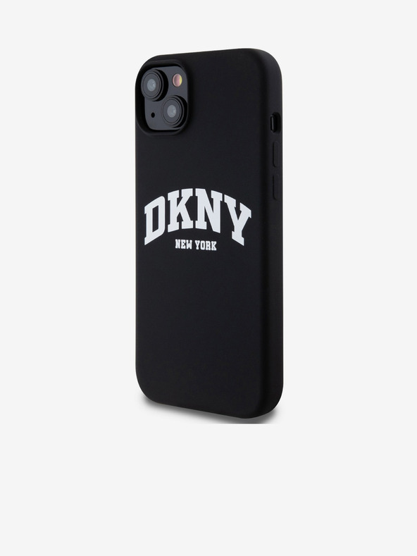 DKNY Tekoči silikonski logotip MagSafe za iPhone 15 Plus črn DKNY
