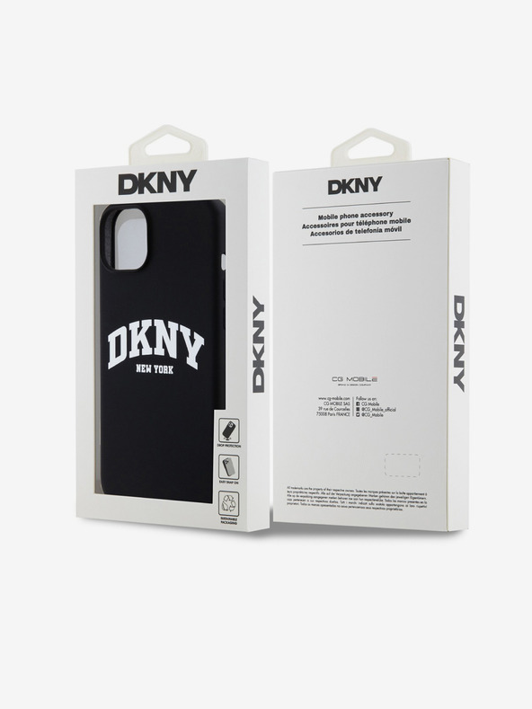DKNY Tekoči silikonski logotip MagSafe za iPhone 15 Plus črn DKNY