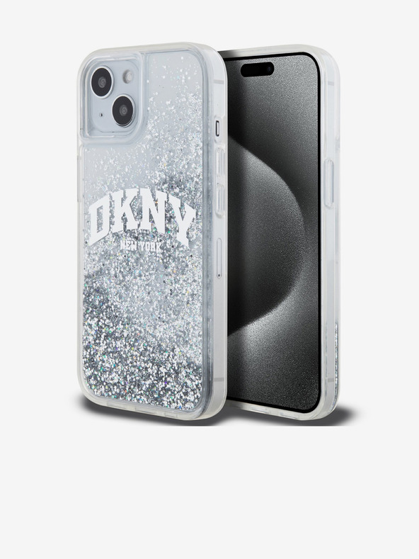 DKNY Liquid Glitter Arch Logo Back Cover za iPhone 14 Transparent DKNY