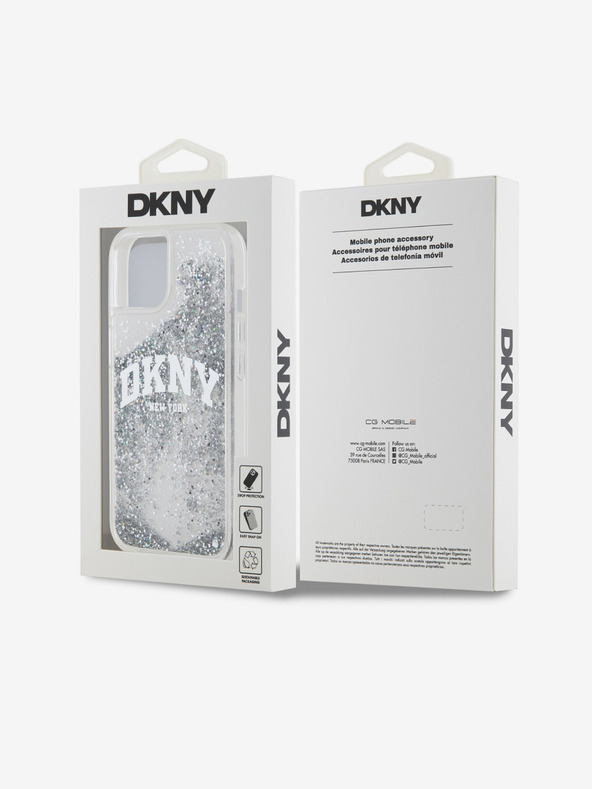 DKNY Liquid Glitter Arch Logo Back Cover za iPhone 14 Transparent DKNY
