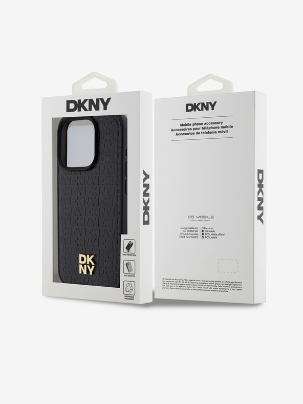 DKNY PU Leather Repeat Pattern Stack Logo Magsafe Back Cover za iPhone 14 Pro Max Black DKNY