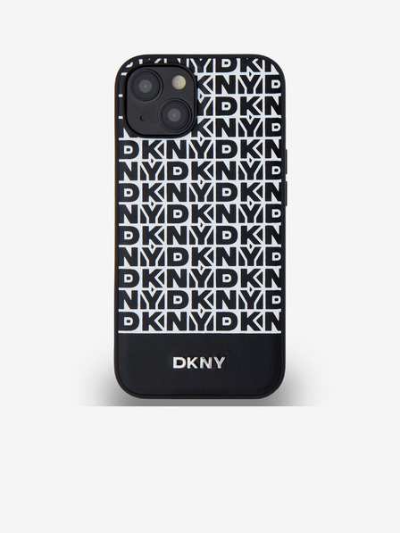 DKNY PU Usnje Repeat Pattern Bottom Stripe MagSafe Back Cover za iPhone 14 Black DKNY