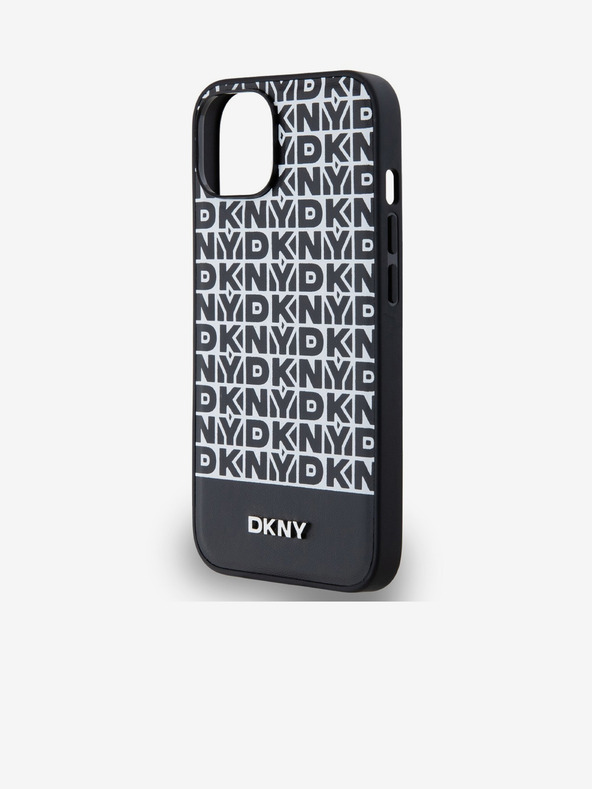 DKNY PU Usnje Repeat Pattern Bottom Stripe MagSafe Back Cover za iPhone 14 Black DKNY