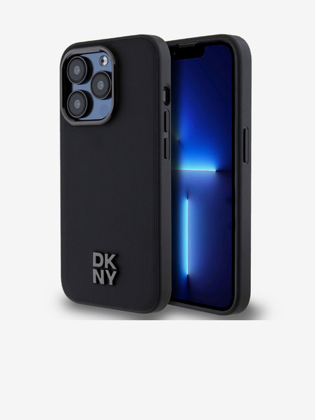 DKNY PU Usnje Stack Logo Magsafe hrbtni ovitek za iPhone 15 Pro Black DKNY