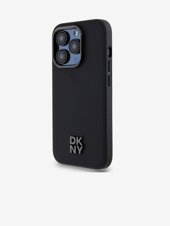 DKNY PU Usnje Stack Logo Magsafe hrbtni ovitek za iPhone 15 Pro Black DKNY