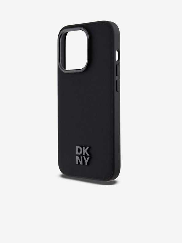 DKNY PU Usnje Stack Logo Magsafe hrbtni ovitek za iPhone 15 Pro Black DKNY