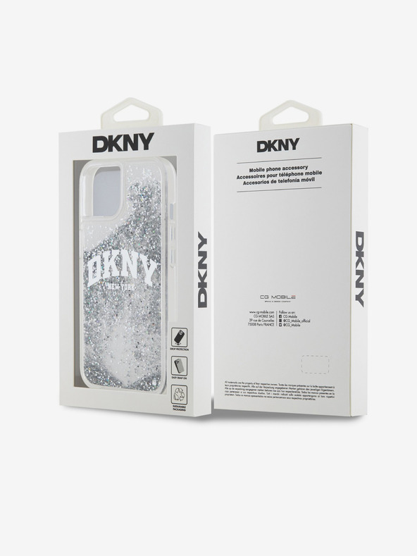 DKNY Liquid Glitter Arch Logo Back Cover za iPhone 15 Transparent DKNY