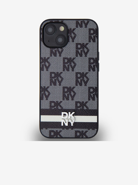 DKNY PU Usnje s kvačkanim vzorcem in črto na hrbtni strani za iPhone 14 črno DKNY