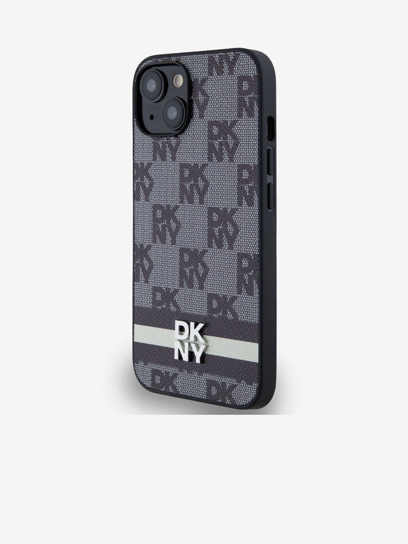 DKNY PU Usnje s kvačkanim vzorcem in črto na hrbtni strani za iPhone 14 črno DKNY