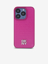 DKNY PU Usnje s ponavljajočim se vzorcem Stack Logo Magsafe Zadnji ovitek za iPhone 15 Pro Pink DKNY