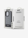 DKNY PU Usnje Ponavljajoči se vzorec spodnjega dela Stripe MagSafe hrbtni ovitek za iPhone 15 Pro Black DKNY