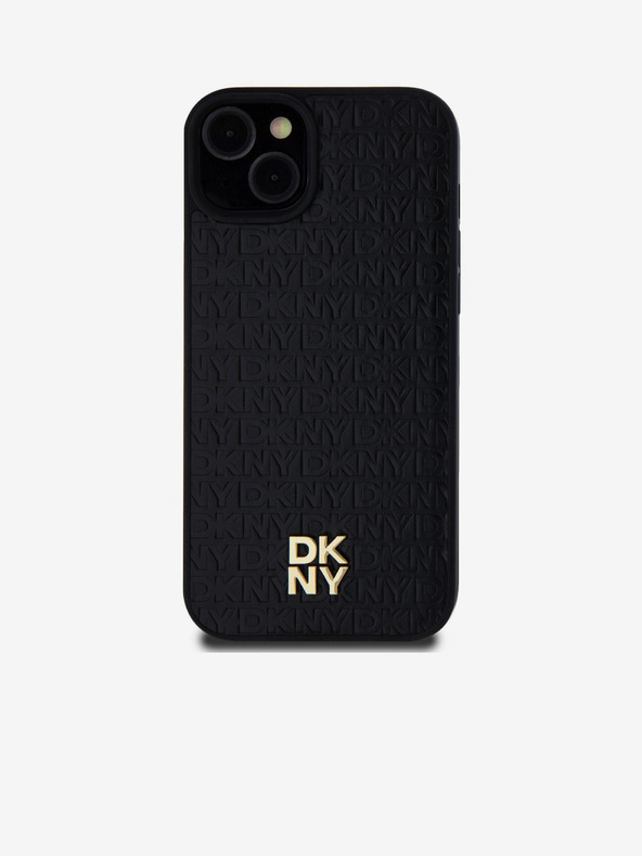 DKNY PU Leather Repeat Pattern Stack Logo Magsafe Back Cover za iPhone 15 Plus Black DKNY
