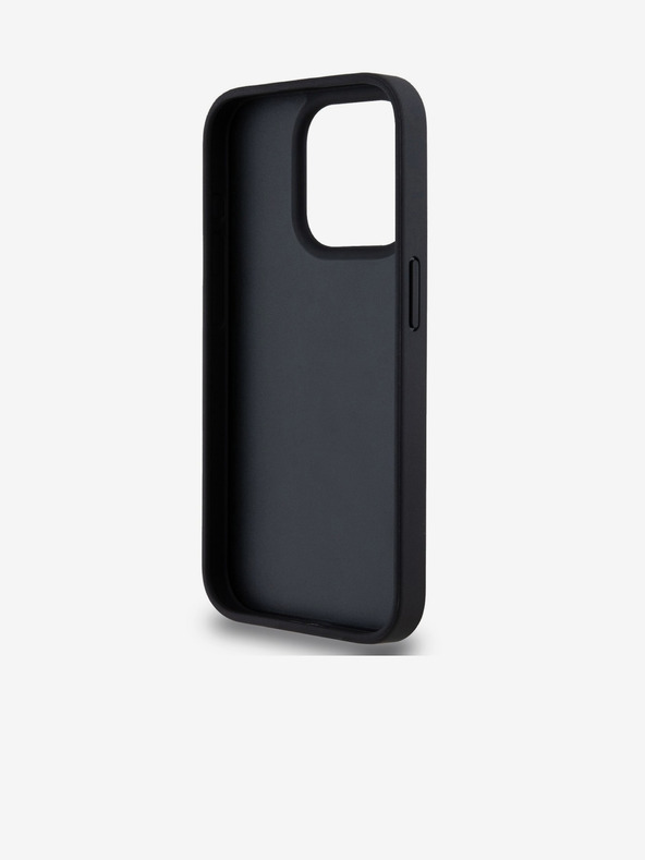DKNY PU Usnje s kvačkanim vzorcem in črto na hrbtni strani za iPhone 14 Pro Max Black DKNY