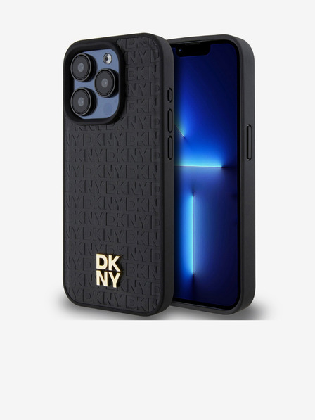 DKNY PU Leather Repeat Pattern Stack Logo Magsafe Back Cover za iPhone 15 Pro Max Black DKNY