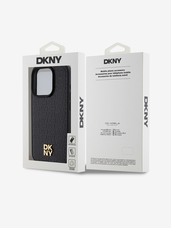 DKNY PU Leather Repeat Pattern Stack Logo Magsafe Back Cover za iPhone 15 Pro Max Black DKNY