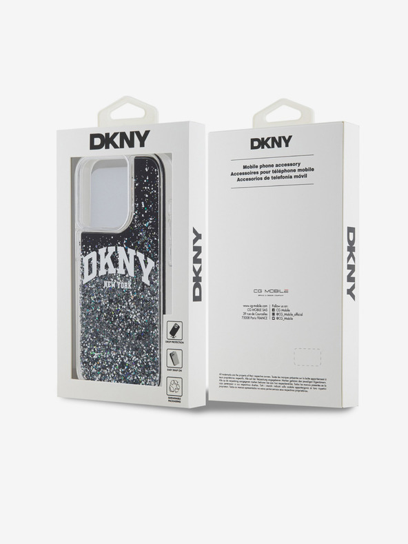 DKNY Liquid Glitter Arch Logo Back Cover za iPhone 15 Pro Black DKNY