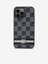 DKNY PU Usnje s karirastim vzorcem in črto na hrbtni strani za iPhone 15 Pro Max Black DKNY