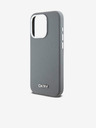 DKNY Tekoči silikonski srebrni kovinski logotip Magsafe hrbtni ovitek za iPhone 15 Pro Grey DKNY
