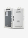DKNY Tekoči silikonski srebrni kovinski logotip Magsafe hrbtni ovitek za iPhone 15 Pro Grey DKNY
