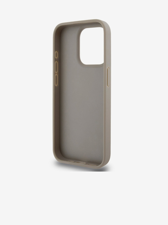 DKNY PU Usnje s kvačkanim vzorcem in črtami za iPhone 13 Pro Beige DKNY