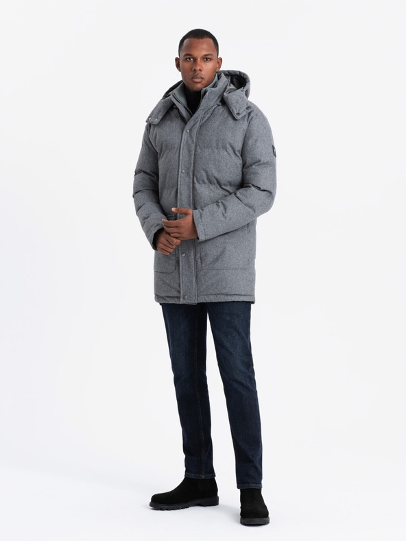 Ombre Clothing Moška dolga topla jakna parka z volno Ombre Oblačila