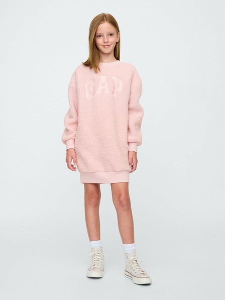 GAP Detské mikínové oversize sherpa šaty s logom
