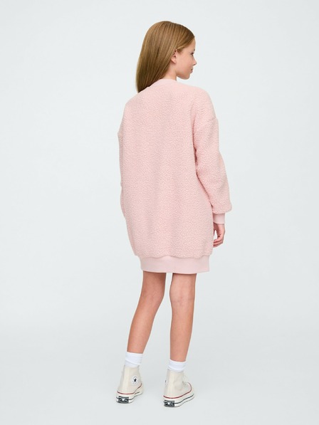 GAP Detské mikínové oversize sherpa šaty s logom
