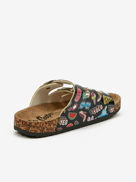 Lee Cooper Črni dekliški copati z vzorcem Lee Cooper