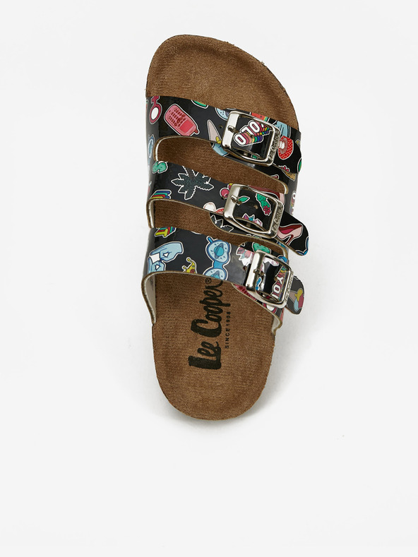 Lee Cooper Črni dekliški copati z vzorcem Lee Cooper