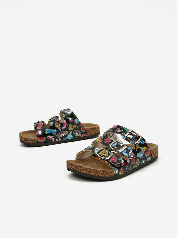 Lee Cooper Črni dekliški copati z vzorcem Lee Cooper