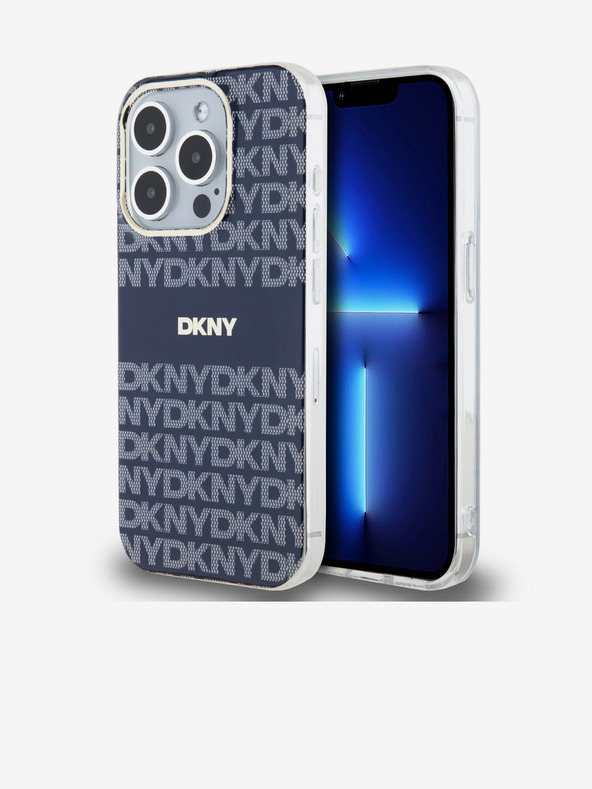 DKNY PC/TPU ponavljajoči se vzorec Tonal Stripe Magsafe hrbtni ovitek za iPhone 15 Pro Blue DKNY
