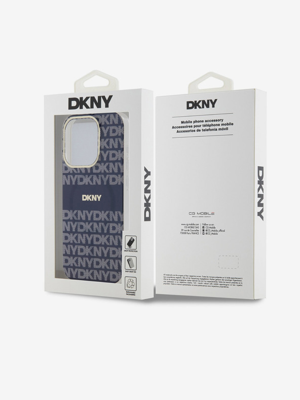 DKNY PC/TPU ponavljajoči se vzorec Tonal Stripe Magsafe hrbtni ovitek za iPhone 15 Pro Blue DKNY