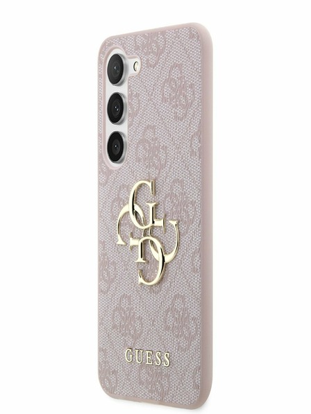 Guess PU 4G Metal Logo Zadní Kryt pro Samsung Galaxy S23 Pink Ovitek za telefon